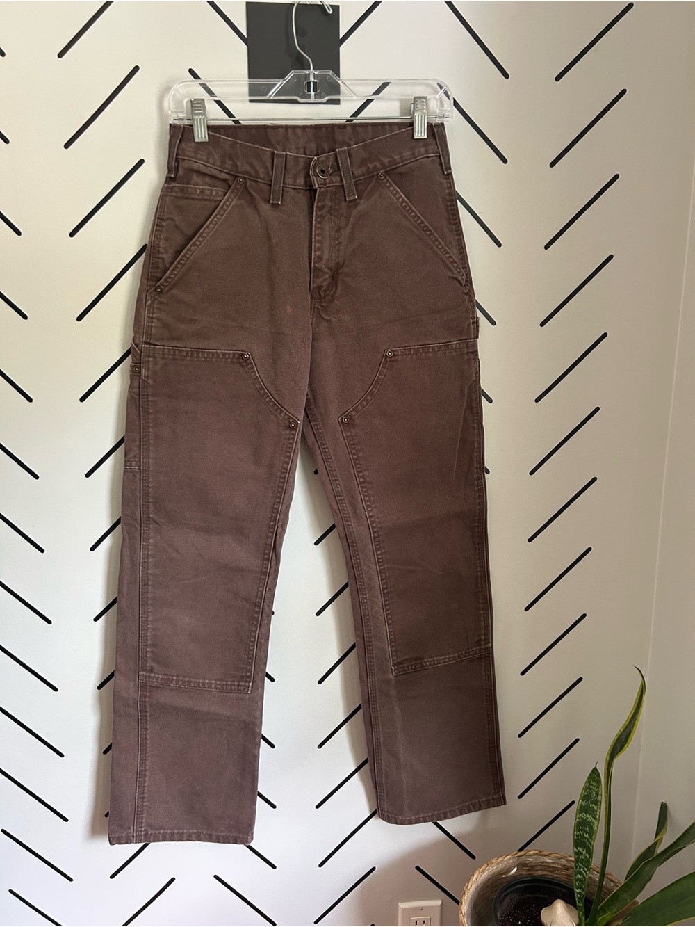 Vintage Carhartt Double Knee Faded Brown Distressed Carpenter Workwear Work Pant